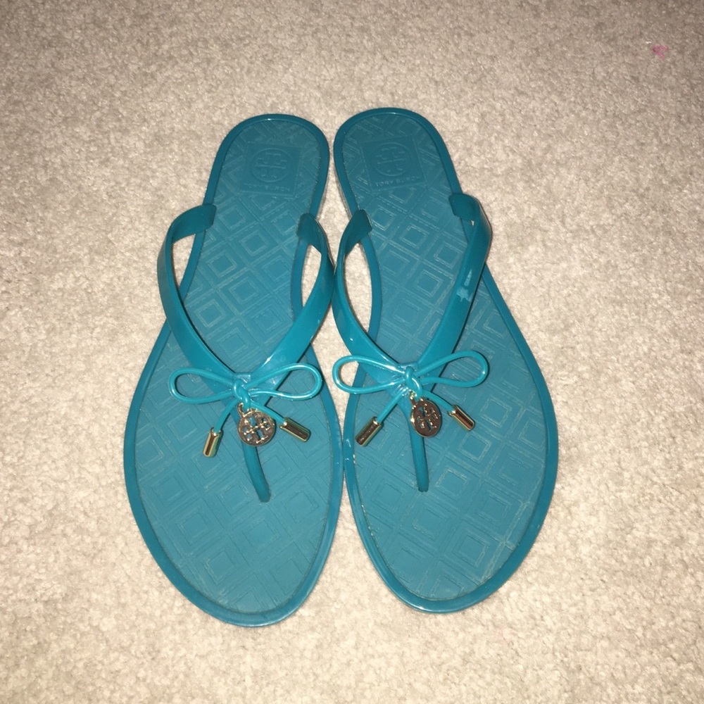 Tory Burch Women's Turquoise Bow Flip Flop Sandals
